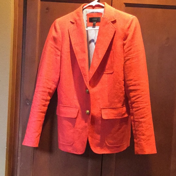 J. Crew Jackets & Blazers - J crew linen blazer bright orange Kentucky derby equestrian horse cowgirl festiv
